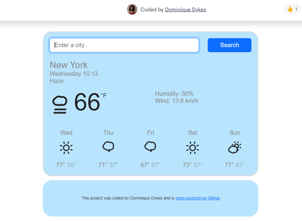 Recreating weather app with React